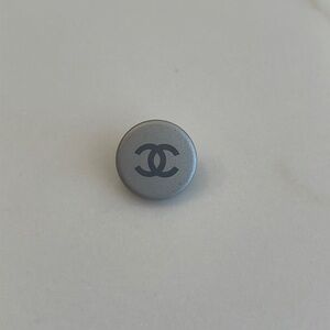 Chanel Silver Gray CC Logo Round Button